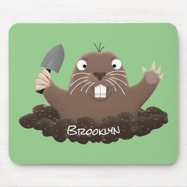 Funny pocket gopher digging cartoon illustration mouse pad (Front)