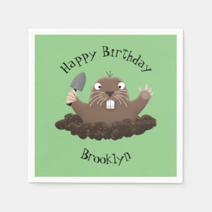 Funny pocket gopher digging cartoon illustration napkin