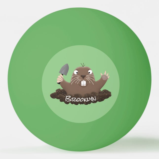 Funny pocket gopher digging cartoon illustration  ping pong ball (Front)
