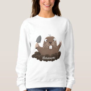 Funny pocket gopher digging cartoon illustration  sweatshirt