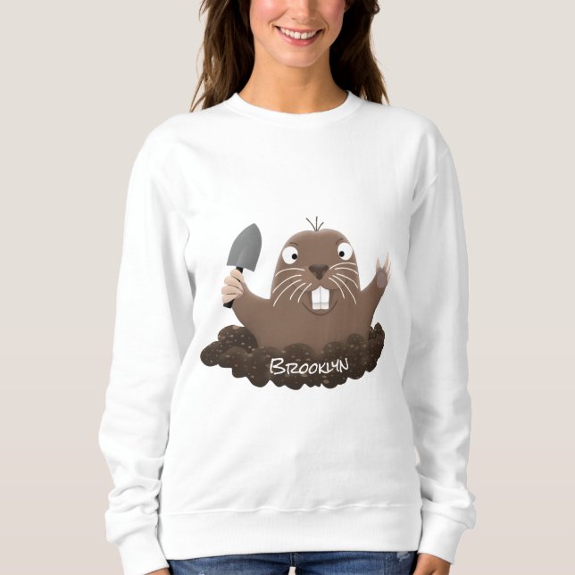 Funny pocket gopher digging cartoon illustration  sweatshirt (Front)