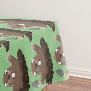 Funny pocket gopher digging cartoon illustration tablecloth