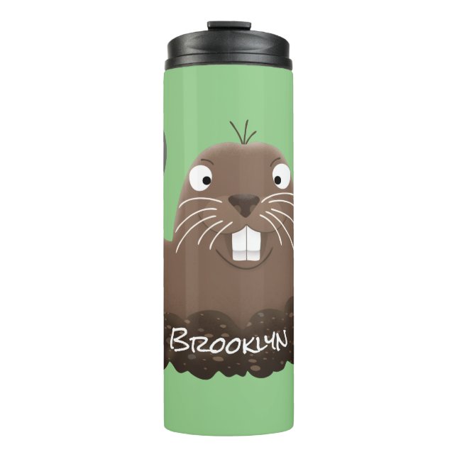 Funny pocket gopher digging cartoon illustration thermal tumbler (Front)