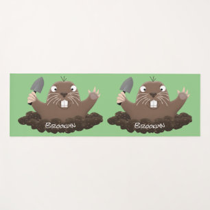 Funny pocket gopher digging cartoon illustration yoga mat