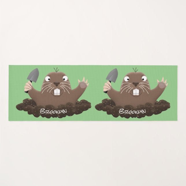 Funny pocket gopher digging cartoon illustration  yoga mat (Front (Horizontal))