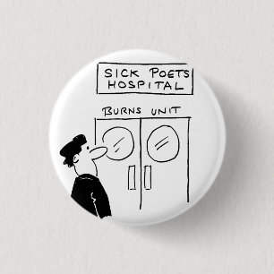 Funny Poet Hospital Cartoon 1 Inch Round Button