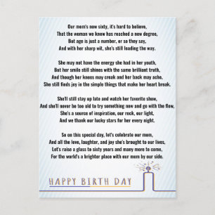 Funny Poetry For 60th Birthday Mom Postcard