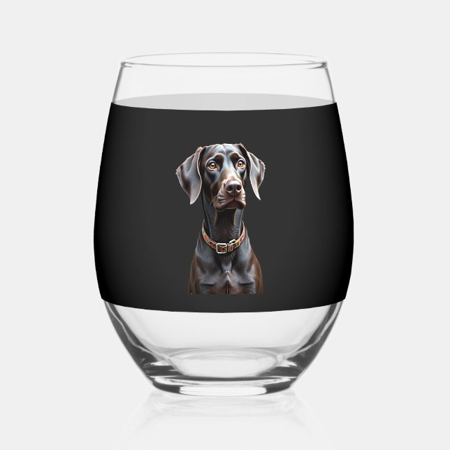 Funny Pointer Shirt Pointer Mom Dad Dog Lover Poin Stemless Wine Glass (Front)