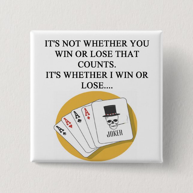 funny poker bridge card player design 2 inch square button (Front)