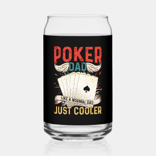 Funny poker Dad word art Can Glass