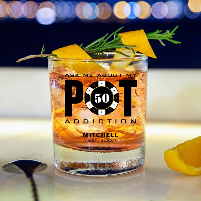 Funny Poker Humour Pot Addiction Whiskey Glass (Funny Poker Humor Pot Addiction Whiskey Glass
)