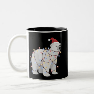 Funny Polar Bear Christmas Animal Lights Lover  Two-Tone Coffee Mug