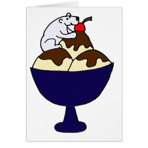 Funny Polar Bear Eating Ice Cream Sundae