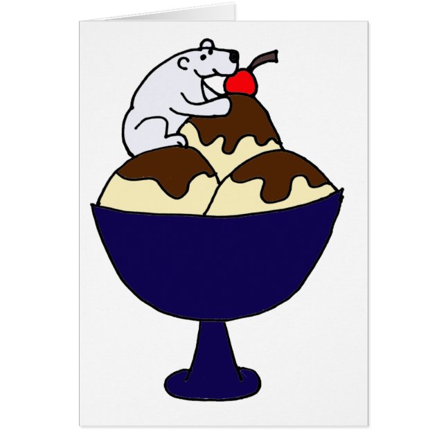 Funny Polar Bear Eating Ice Cream Sundae (Front)