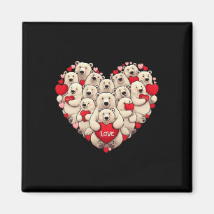 Funny Polar Bear Heart Valentine Polar Bear Womens Magnet