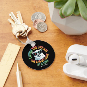 Funny Polar Bear Living the Dream One Bad Decision Keychain