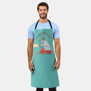 Funny Polar Bear on Snowmobile Customizable Apron