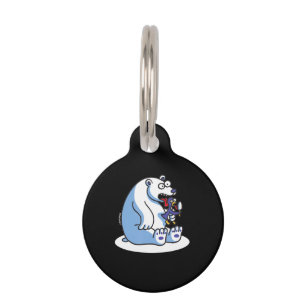 Funny Polar Bear Penguin Ice Cream Animal Lover Pet Tag