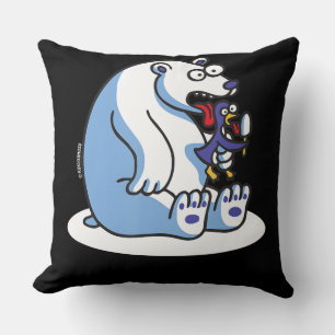 Funny Polar Bear Penguin Ice Cream Animal Lover Throw Pillow