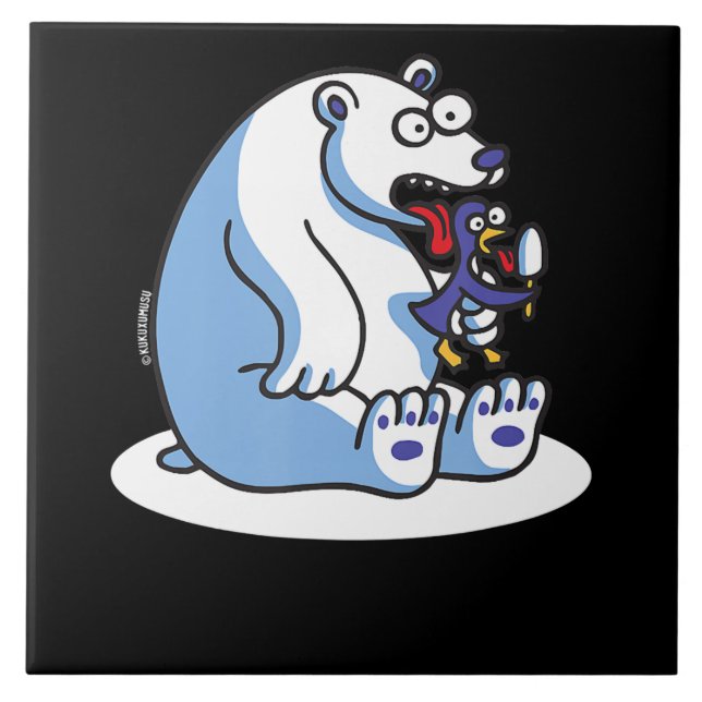 Funny Polar Bear Penguin Ice Cream Animal Lover Tile (Front)