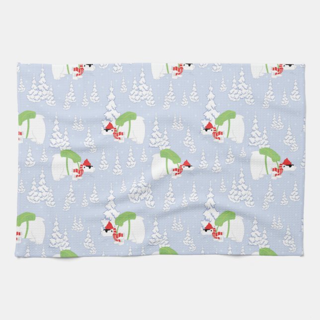 funny polar bear santa kitchen towel (Horizontal)