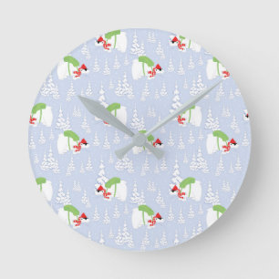 funny polar bear santa round clock
