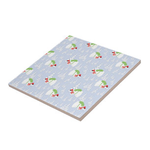 funny polar bear santa tile