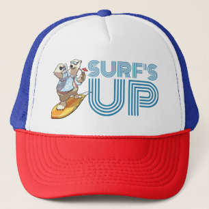 Funny Polar Bear Surf's Up Cool Surfing Cartoon Trucker Hat