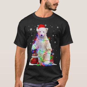 Funny Polar bear Tree Christmas Lights Xmas Pajama T-Shirt