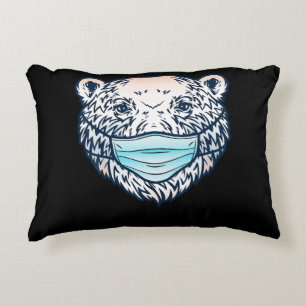 Funny Polar Bear Wearing A face Mask Animal Lover Accent Pillow