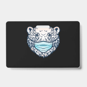 Funny Polar Bear Wearing A face Mask  Animal Lover Badge