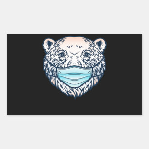 Funny Polar Bear Wearing A face Mask Animal Lover Sticker