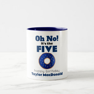 Funny Police Donut 50th Birthday Two-Tone Coffee Mug