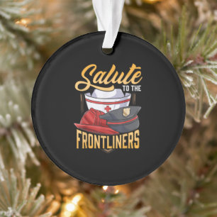 Funny Police Firefighter Frontliner Nurse Gifts Ornament