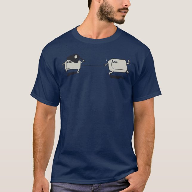 Funny Police Humour - Ctrl Chasing Esc Key T-Shirt (Front)
