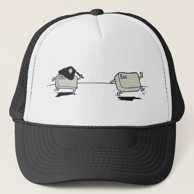 Funny Police Humour - Ctrl Chasing Esc Key Trucker Hat (Front)