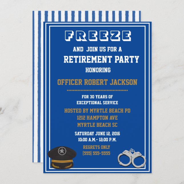 Funny Police Law Enforcement Retirement Invitation (Front/Back)