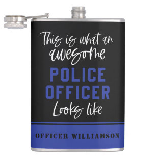 Funny Police Officer Awesome Police Officer Hip Flask
