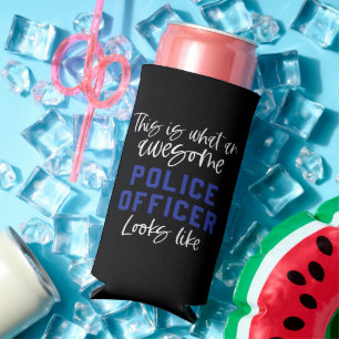 Funny Police Officer Awesome Police Officer Square Seltzer Can Cooler