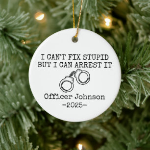 Funny Police Officer Christmas Ornament, Ceramic Ornament