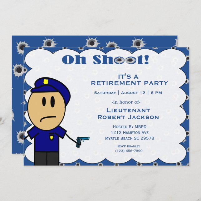 Funny Police Officer Retirement Invitation (Front/Back)