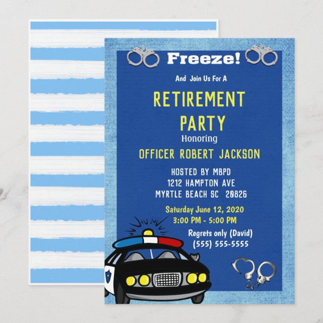 Funny Police Officer Retirement Invitation (Front/Back)