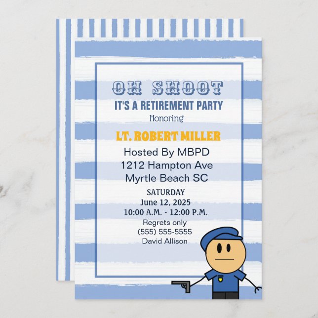 Funny  Police Officer Retirement Party Invitation (Front/Back)