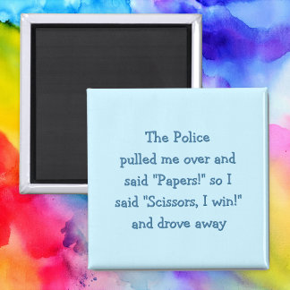 Funny Police Rock Paper Scissors Fridge Magnet