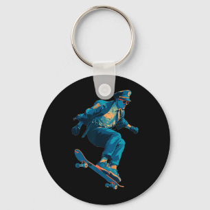 Funny Police with Skateboard for Cops and Skater Keychain