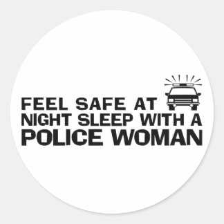 Funny Police Woman Classic Round Sticker