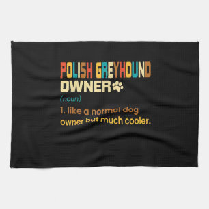 Funny Polish Greyhound Vintage Retro Dog Mom Dad G Kitchen Towel