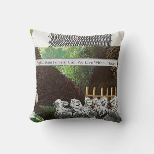 Funny Political Joke Forest Climate Change Satire Throw Pillow