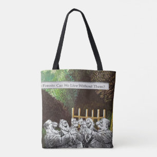 Funny Political Joke Forest Climate Change Satire Tote Bag