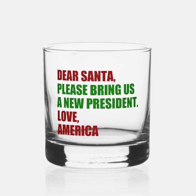 Funny Political New President for Christmas Whiskey Glass (Front)